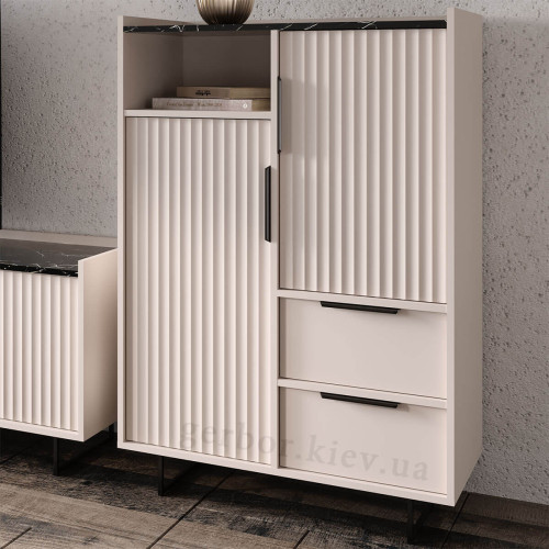 Фото тумби ФРЕСКО KOM2D2S БРВ (ВМК) кашемір / темний мармур – вигляд збоку