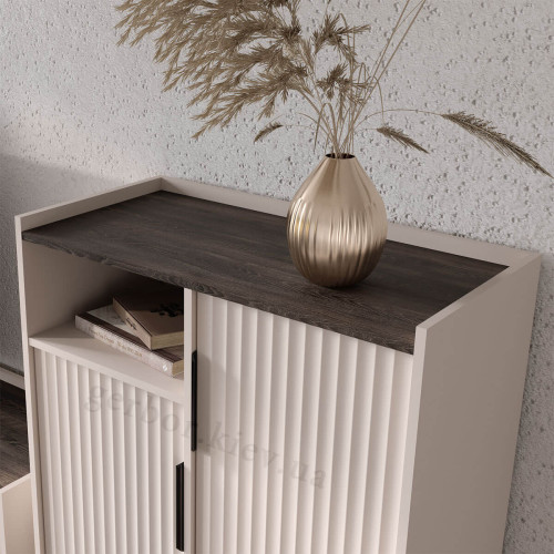 Фото тумби ФРЕСКО KOM2D2S БРВ (ВМК) кашемір / каштан арвадонна мінк – вигляд зверху на стільницю