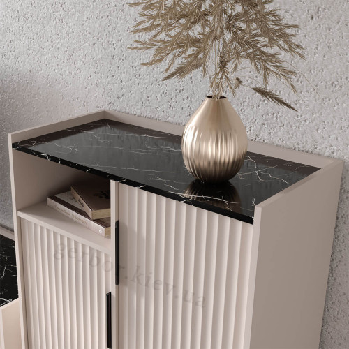 Фото тумби ФРЕСКО KOM2D2S БРВ (ВМК) кашемір / темний мармур – вигляд зверху на стільницю