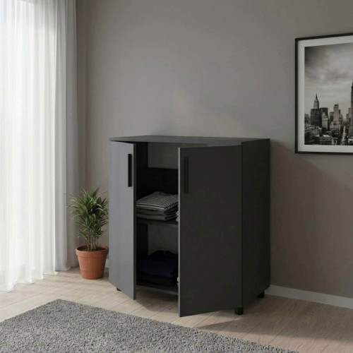 Фото тумби ТОРН 2 ДСП ДОРОС (DOROS) антрацит в інтер'єрі – наповнення