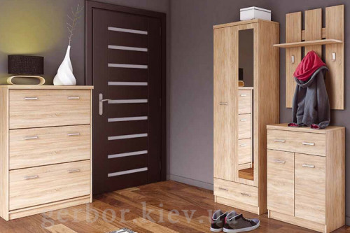 Фото тумбы для обуви SZFK BUT_3K TOP-MIX VMV Holding дуб сонома в интерьере прихожей