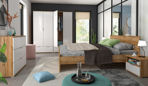 Фото кровати ZELE LOZ/160 BRW в интерьере спальни