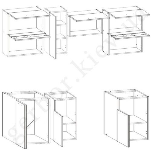 Фото комплекта для кухни MODENA 220 BOGFRAN  бук / белый глянец – схема наполнения