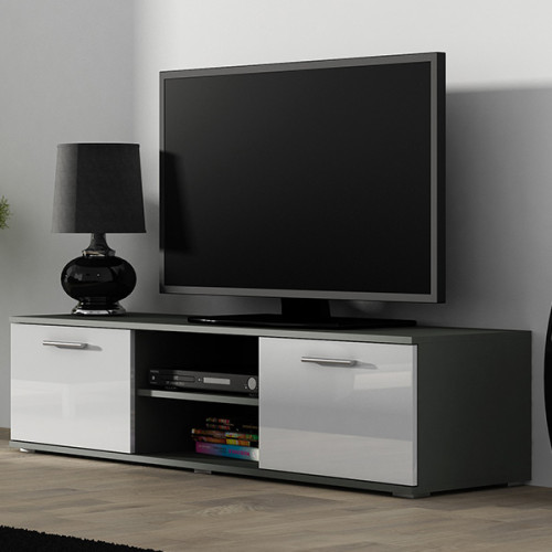 Фото тумбы ТВ 140 SOHO CAMA MEBLE серый / белый глянец