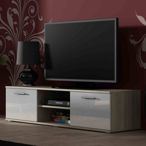 Фото тумбы ТВ 140 SOHO CAMA MEBLE дуб сонома / белый глянец