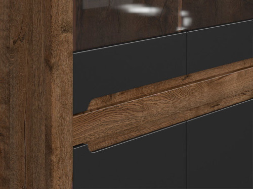 Фото витрины RUSO REG2W2D BRW дуб апрель / черный – ручки