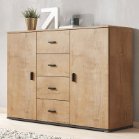 UNI CAMA MEBLE Комод дуб лефкас / черный