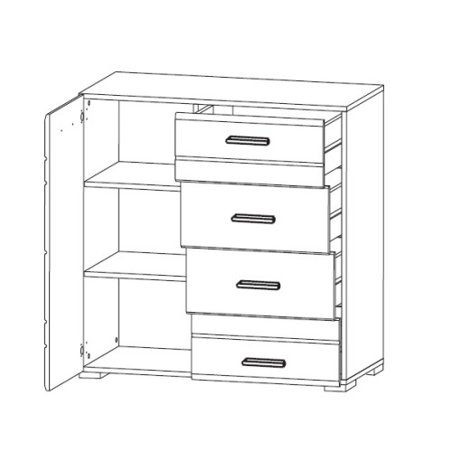 На фото схема наполнения комода ВУШЕР KOM1D4SL/P Гербор 