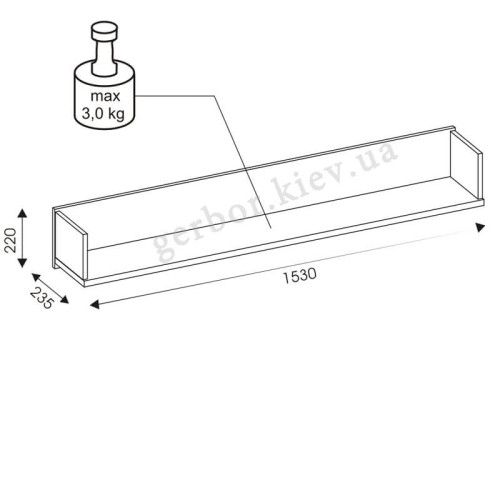 Фото полки DORIAN DN10 BOGFRAN – схема с размерами