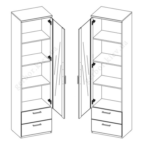 Фото високої вітрини DOORSET 1W2S MEBELBOS – два варіанти зборки