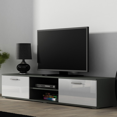 Фото тумбы ТВ 180 SOHO CAMA MEBLE серый / белый глянец