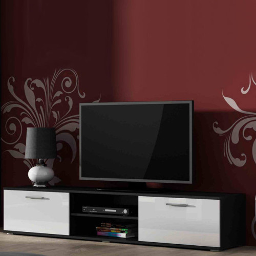 Фото тумбы ТВ 180 SOHO CAMA MEBLE черный / белый глянец