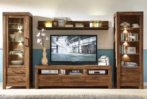 Фото тумбы ТВ GENT RTV3S/6/20 BRW дуб стирлинг в комплекте мебели для гостиной