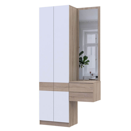 Фото передпокою 1+2 Шафа та Дзеркало з тумбою СОЛА ДОРОС (DOROS) дуб сонома / білий
