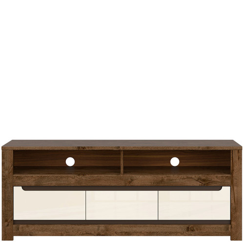 Фото тумбы ТВ RUSO RTV3S BRW дуб апрель / перламутр глянец – вид спереди