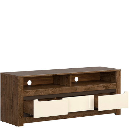 Фото тумбы ТВ RUSO RTV3S BRW дуб апрель / перламутр глянец – наполнение