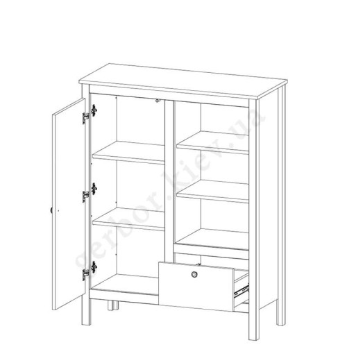 Фото тумбы LOFT 1D1S/90 MEBELBOS – схема наполнения
