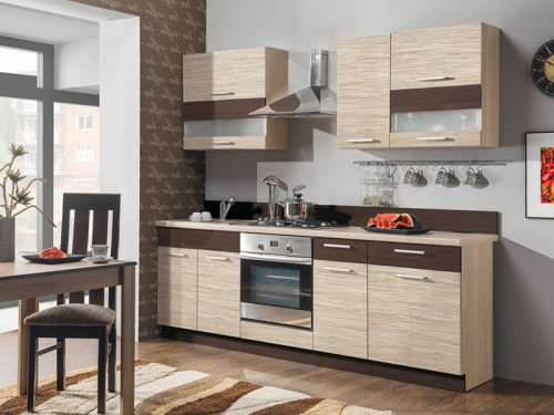 Фото комплекта для кухни MODENA 240 BOGFRAN в цвете риека светлая / риека темная