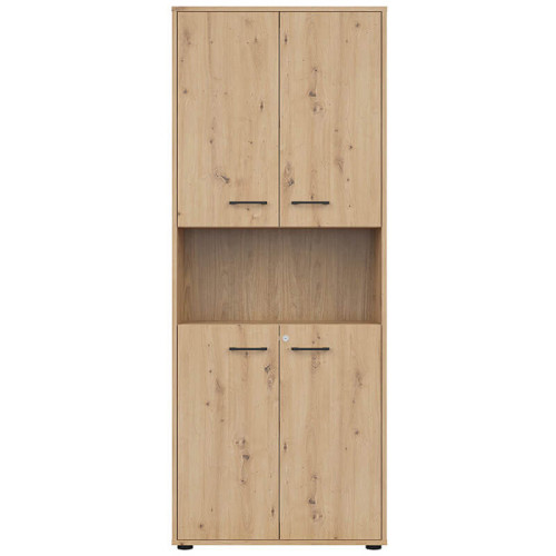 Фото офисного шкафа с замком SPACE OFFICE REG4D/200/Z BRW – вид спереди