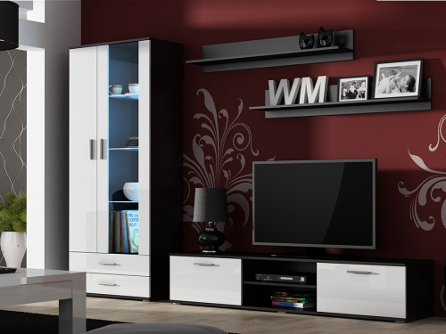 Фото комплекта мебели для гостиной SOHO 8 CAMA MEBLE черный / белый глянец