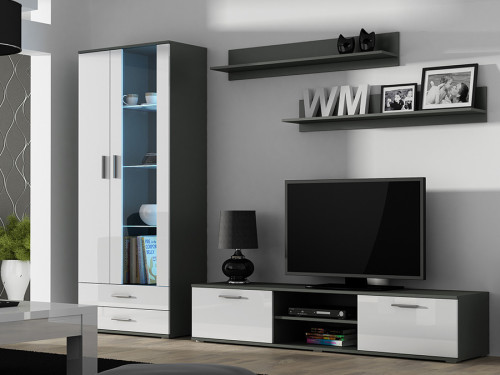 Фото комплекта мебели для гостиной SOHO 8 CAMA MEBLE серый / белый глянец