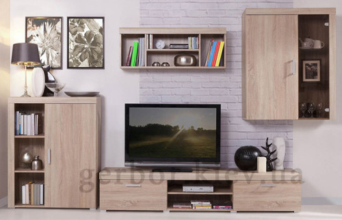 Фото навесной витрины WIT 1D1W DAMIS VMV Holding в интерьере гостиной