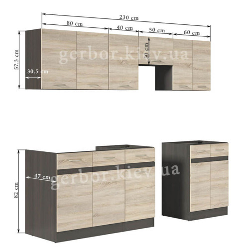 Фото кухні JUNONA LINE 230 ZBL BRW сонома – розміри