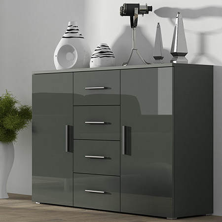 Фото комода Uni SOHO CAMA MEBLE серый / серый глянец