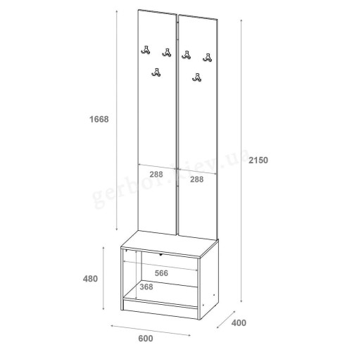 СОЛА Передпокій 2+3 Вішак та Дзеркало з тумбою ДОРОС (DOROS)