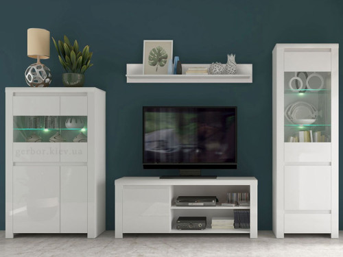 Фото тумбы ТВ LINGO 1D/160 MEBELBOS в составе стенки в зал