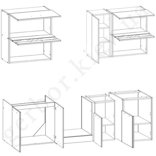 Фото комплекта для кухни MODENA 240 BOGFRAN риека темная / риека светлая – схема наполнения
