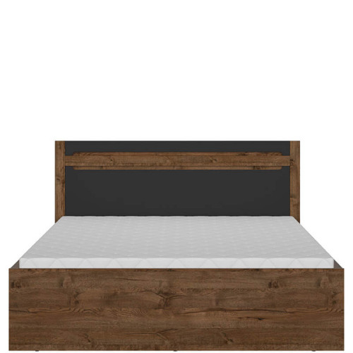 Фото кровати с подъемным механизмом и матрасом RUSO LOZ/140/B BRW дуб апрель / черный – вид спереди