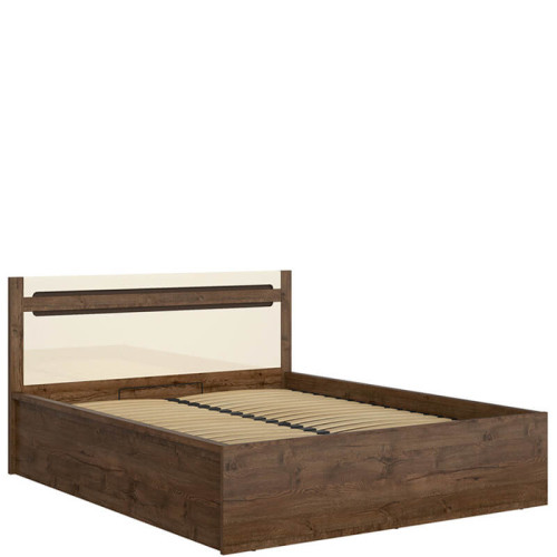 Фото кровати с подъемным механизмом RUSO LOZ/140/B BRW дуб апрель / перламутр глянец – вид сбоку