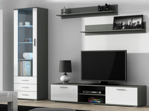 Фото комплекта мебели для гостиной SOHO 1 CAMA MEBLE серый / белый глянец