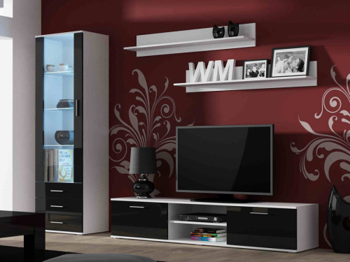 Фото комплекта мебели для гостиной SOHO 1 CAMA MEBLE белый / черный глянец