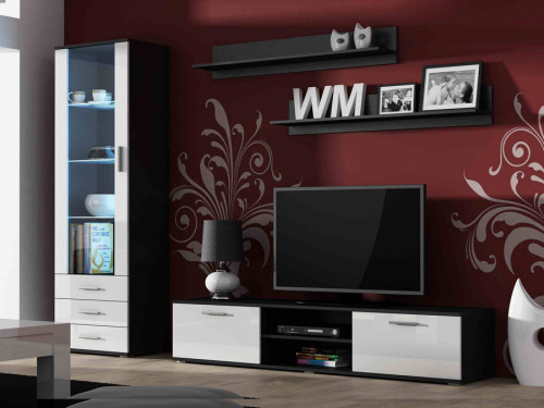 Фото комплекта мебели для гостиной SOHO 1 CAMA MEBLE черный / белый глянец