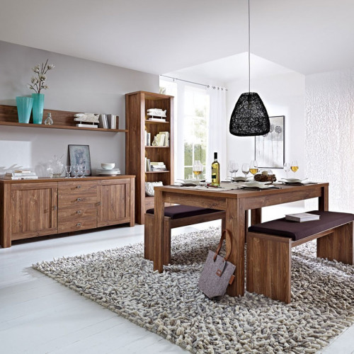 Фото обеденного стола GENT STO/7/16 BRW дуб стирлинг в интерьере столовой BRUSSEL BRW