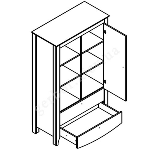 Фото тумби КАРІНА KOM1D2S Гербор – схема наповнення з правостороннім розташуванням дверей