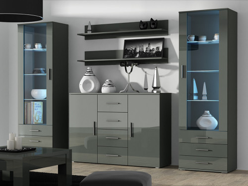 Фото комплекта мебели для гостиной SOHO 3 CAMA MEBLE серый / серый глянец