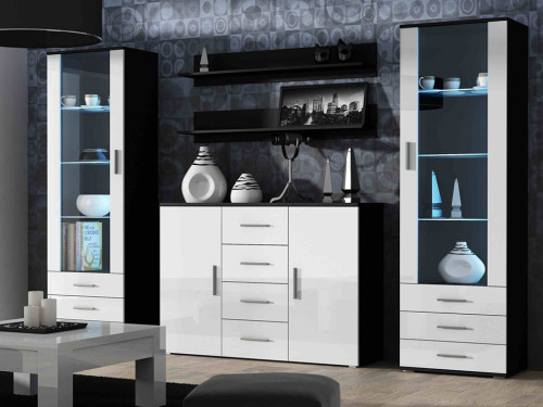 Фото комплекта мебели для гостиной SOHO 3 CAMA MEBLE черный / белый глянец