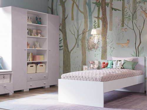 Фото кровати 90 (каркас) Х-СКАУТ Х-09 Санти белый / розовый в интерьере детской