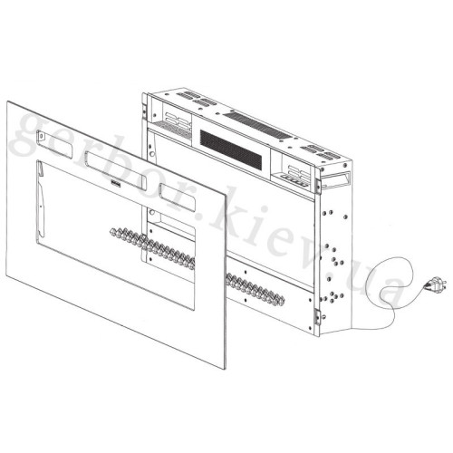 Фото тумби ТВ з чорним електрокаміном EVA CAMA MEBLE білий глянець – схема передньої частини електрокаміну