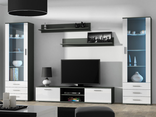 Фото комплекта мебели для гостиной SOHO 4 CAMA MEBLE серый / белый глянец