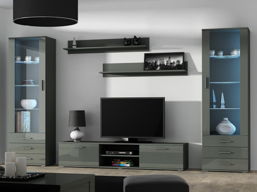 Фото комплекта мебели для гостиной SOHO 4 CAMA MEBLE серый / серый глянец