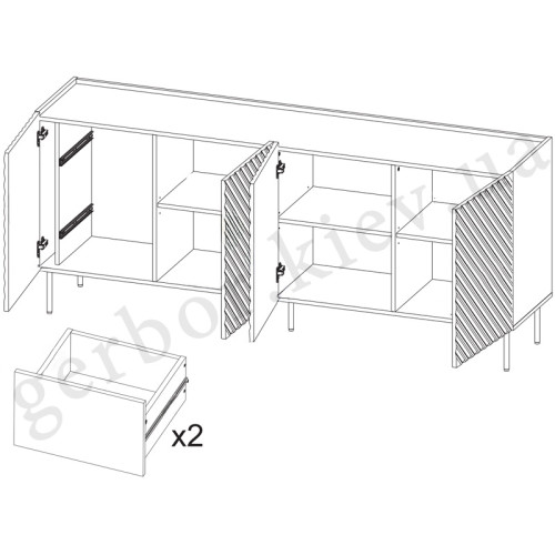 Фото вітальні ONDA CAMA MEBLE – схема наповнення комоду