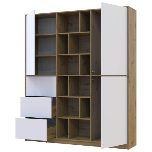 Фото шафи з шухлядами МОРГАН ДОРОС (DOROS) дуб артизан / білий – наповнення