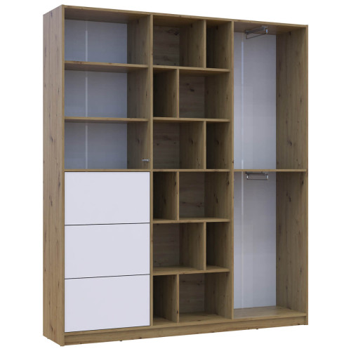 Фото шафи з шухлядами МОРГАН ДОРОС (DOROS) дуб артизан / білий – вигляд збоку наповнення