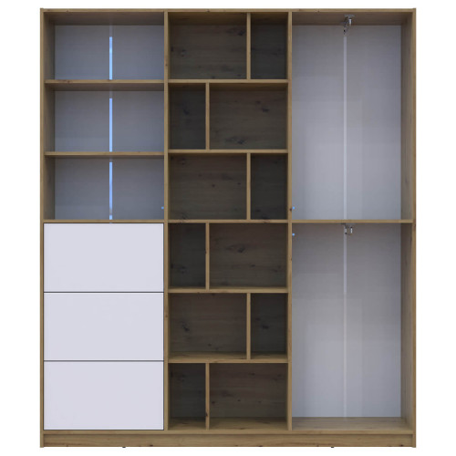 Фото шафи з шухлядами МОРГАН ДОРОС (DOROS) дуб артизан / білий – вигляд спереду наповнення