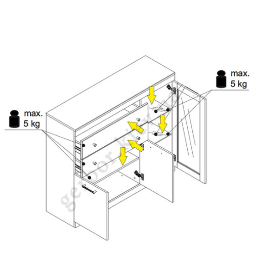 На фото схема наполнения буфета JAGGER 2D1W2S MEBELBOS