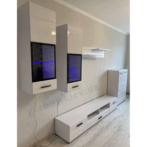 Фото вітальні АРКТИКА БРВ німфея альба / білий глянець від покупця – вигляд сбоку